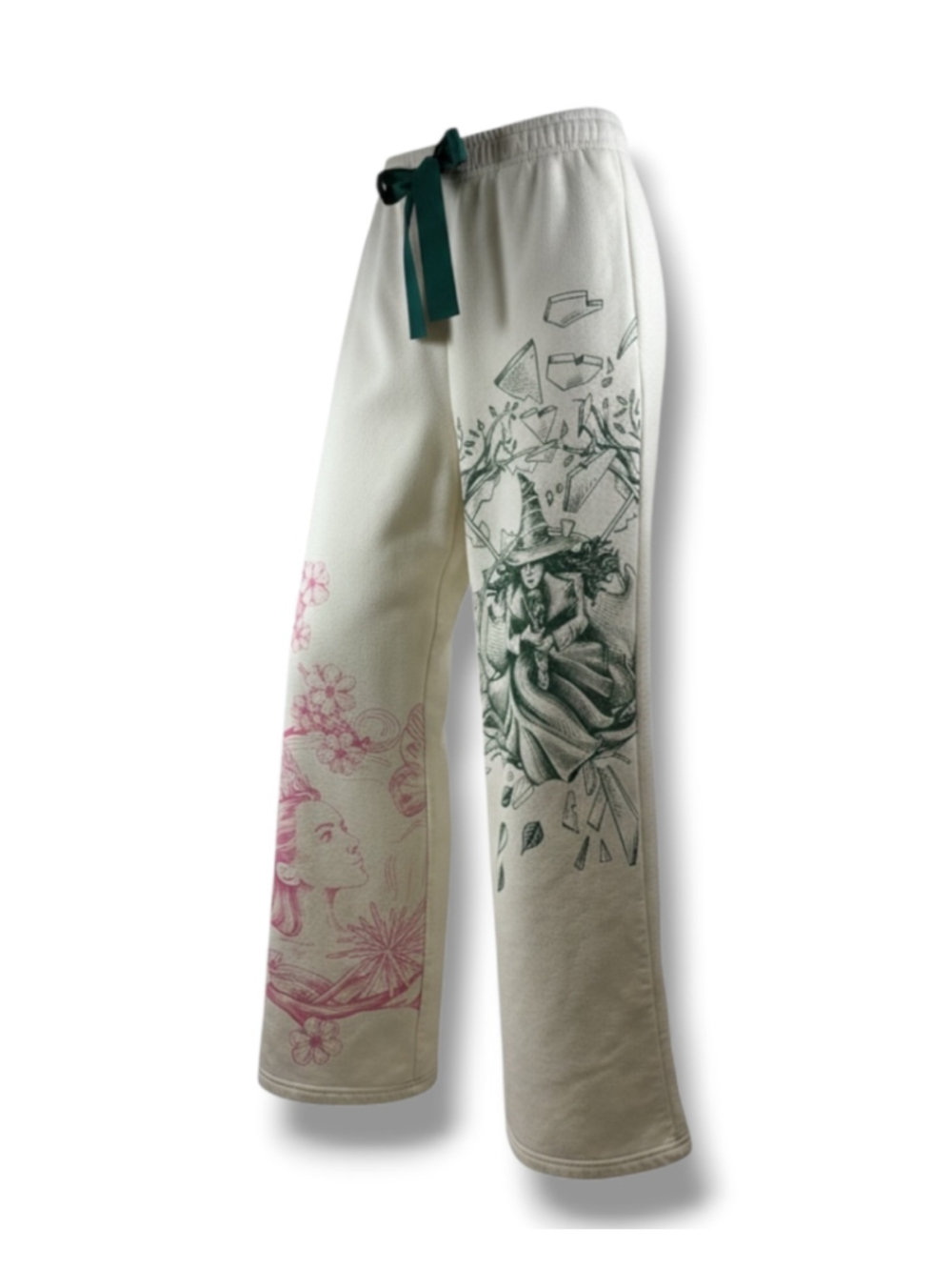 WICKED by Katie Kime Graphic Joggers in Beige Green Pink Witch Size XS
